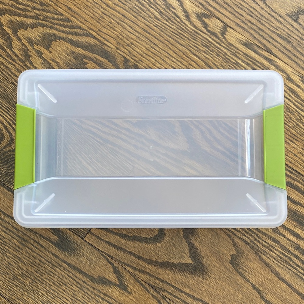 Sterilite Clear Bin with Green Handles
